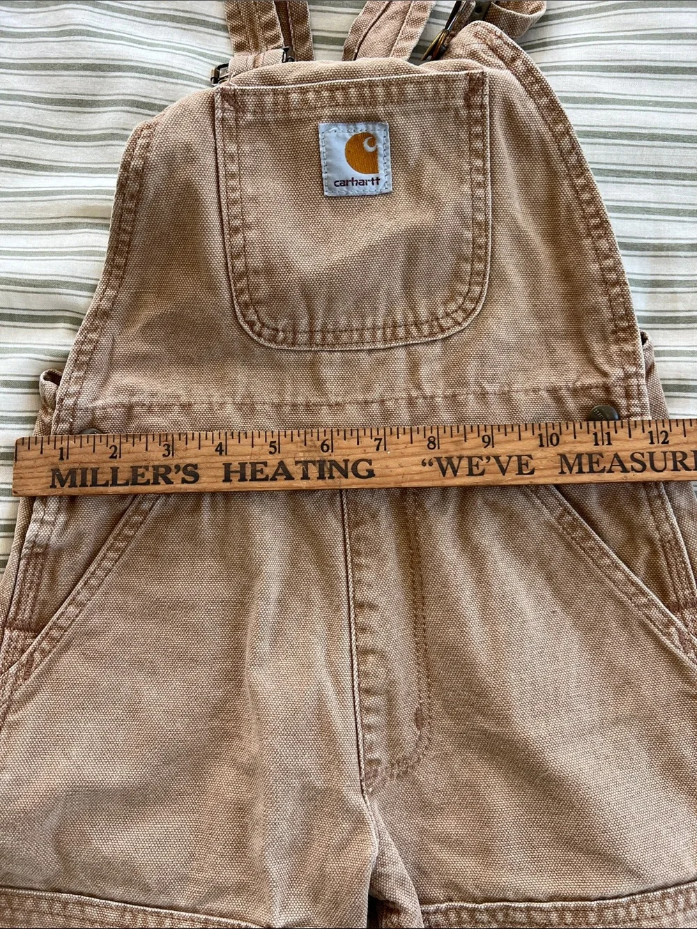 Carhartt Brown Kids Canvas Overalls with Pocket Patch